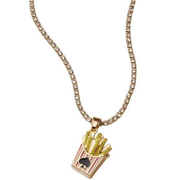 Kate Spade New York x Target French Fry Charm Gold Faux Stone Chain Necklace - Picture 1 of 5